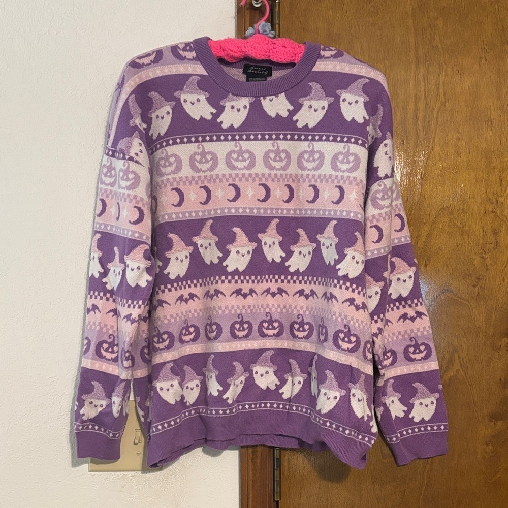 Purple Halloween Ghost Sweater